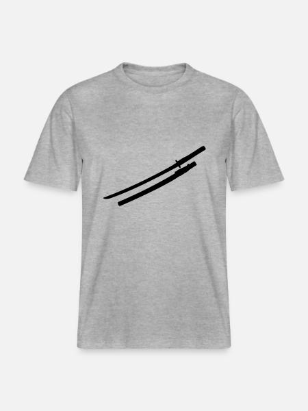 Samurai Schwert -  RELAXED FIT Unisex Organic T-Shirt - Grau meliert