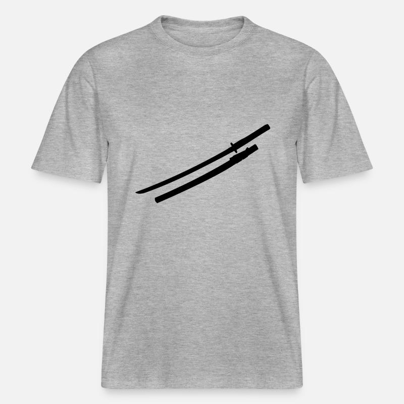 Samurai épée -  T-shirt unisexe RELAXED FIT en coton bio - gris chiné
