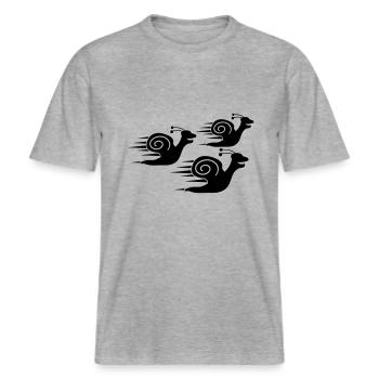 Snail Race -  RELAXED FIT Unisex Organic T-Shirt - heather grey - Front - Alina (178cm) & Michal (187cm)