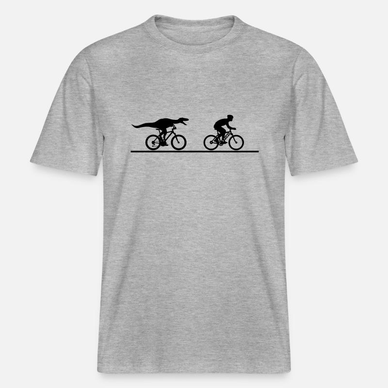 E Biker versus Velociraptor -  RELAXED FIT Unisex Organic T-Shirt - Grau meliert