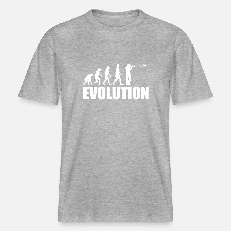 Planespotting Cadeau Evolution - T-shirt unisexe RELAXED FIT en coton bio - gris chiné
