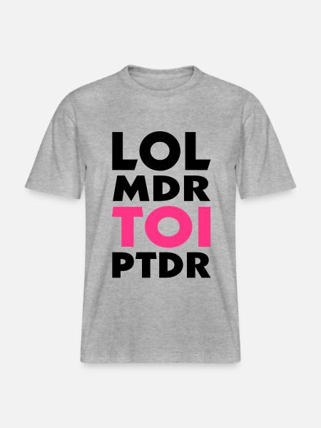 lol lol TOI ptdr (2c) - RELAXED FIT Unisex Organic T-Shirt - heather grey