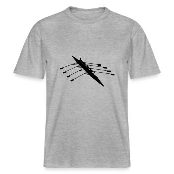 rowing -  RELAXED FIT Unisex Organic T-Shirt - heather grey - Front - Alina (178cm) & Michal (187cm)