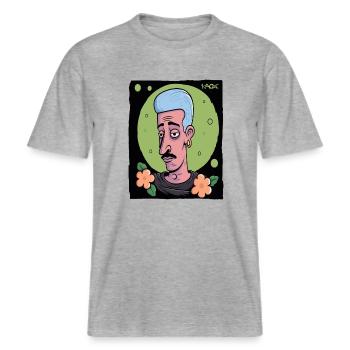 Mec gay : Soyez qui vous voulez être -  T-shirt unisexe RELAXED FIT en coton bio - gris chiné - Devant - Alina (178cm) & Michal (187cm)