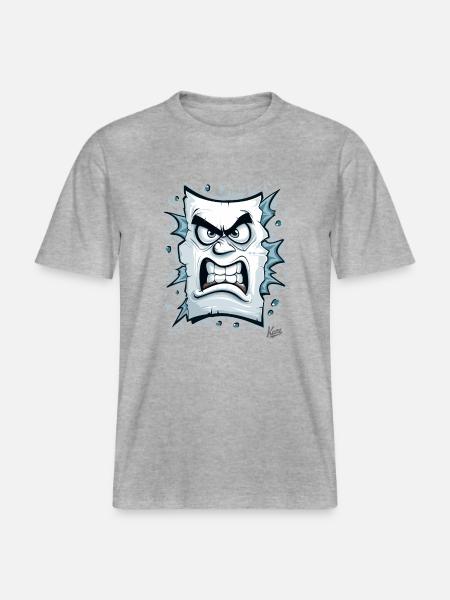 Angry face made of paper -  RELAXED FIT Unisex Organic T-Shirt - heather grey