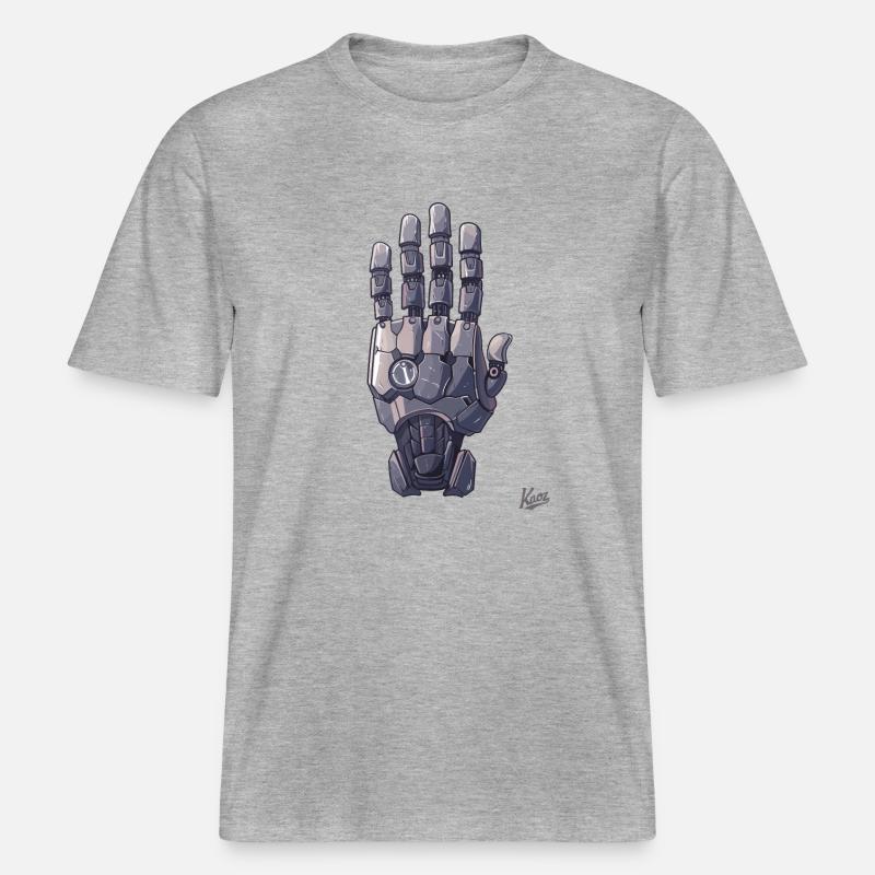 Roboter- oder Cyborg-Hand -  RELAXED FIT Unisex Organic T-Shirt - Grau meliert