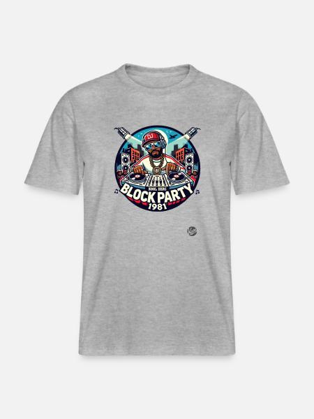 1980s Hip-Hop DJ Block Party -  RELAXED FIT Unisex Organic T-Shirt - heather grey