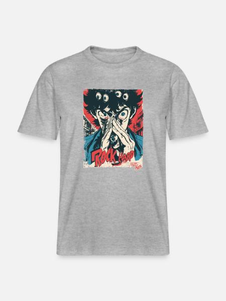 Monster Eyes Rock Hard - RELAXED FIT Unisex Organic T-Shirt - heather grey