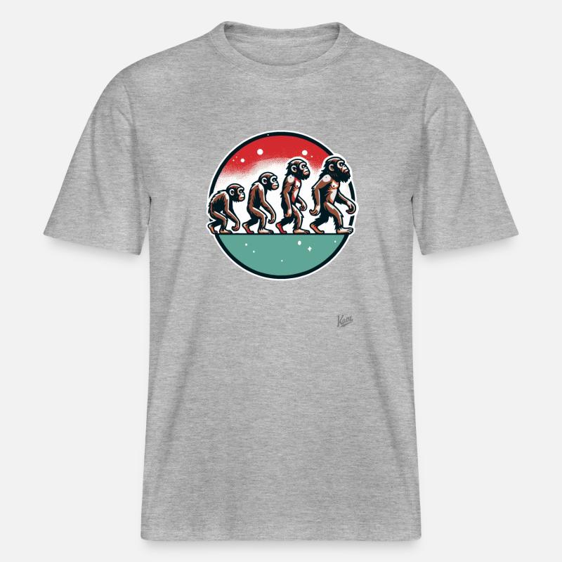 Evolution du singe -  T-shirt unisexe RELAXED FIT en coton bio - gris chiné