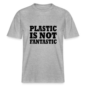 Plastic is not fantastic -  RELAXED FIT Unisex Organic T-Shirt - Grau meliert - Vorne - Alina (178cm) & Michal (187cm)