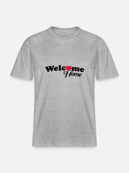 welcome_home_f2 -  RELAXED FIT Unisex Organic T-Shirt - Grau meliert