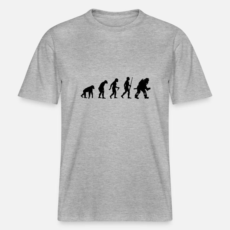 L'évolution des pompiers -  T-shirt unisexe RELAXED FIT en coton bio - gris chiné
