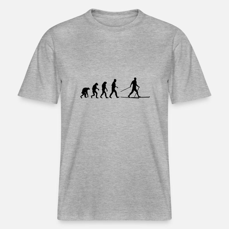 ski langlauf evolution -  RELAXED FIT Unisex Organic T-Shirt - Grau meliert