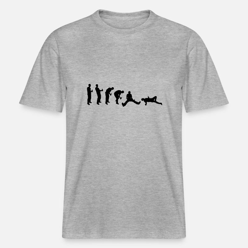 Drunk evolution -  RELAXED FIT Unisex Organic T-Shirt - heather grey