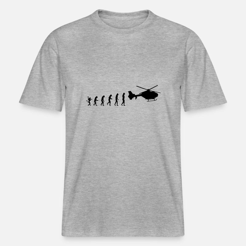 Helikopter Pilot Evolution -  RELAXED FIT Unisex Organic T-Shirt - Grau meliert