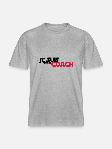 JE SUIS Ton coach - T-shirt unisexe RELAXED FIT en coton bio - gris chiné