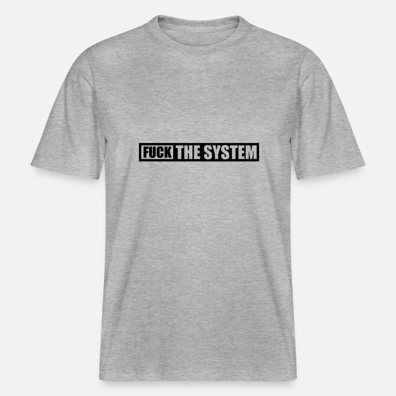 Logo baise le système -  T-shirt unisexe RELAXED FIT en coton bio - gris chiné