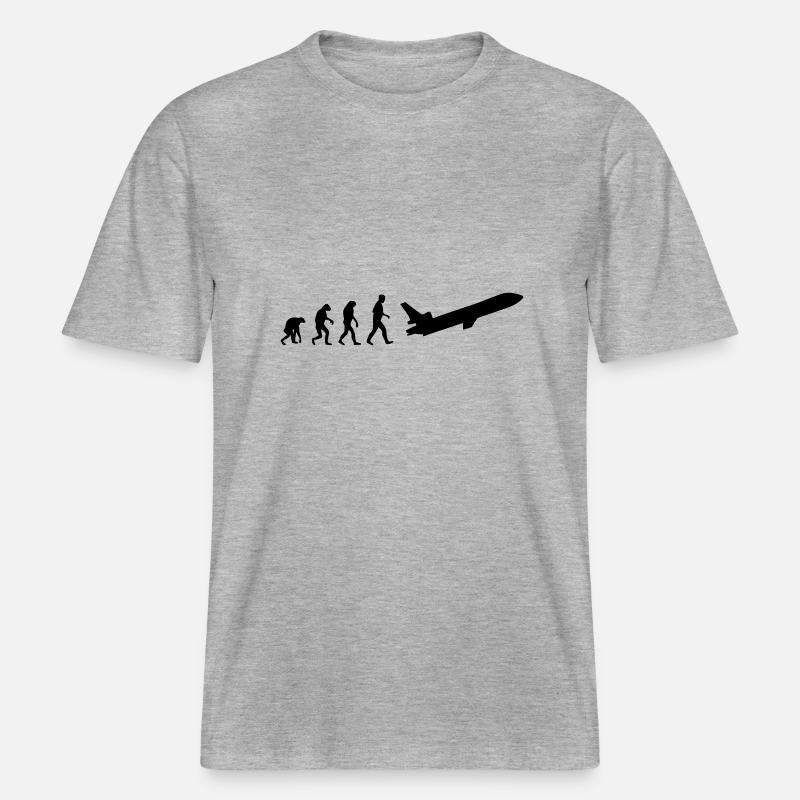 flugzeug evolution -  RELAXED FIT Unisex Organic T-Shirt - Grau meliert
