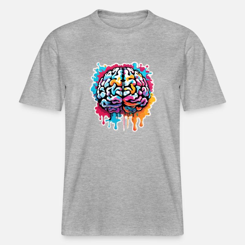 Brain / Knowledge / Intelligence / Clever / Thinking - RELAXED FIT Unisex Organic T-Shirt - heather grey