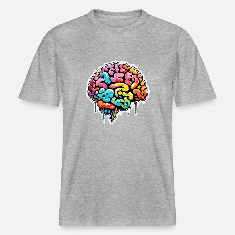 Brain / Knowledge / Intelligence / Clever / Thinking - RELAXED FIT Unisex Organic T-Shirt - heather grey