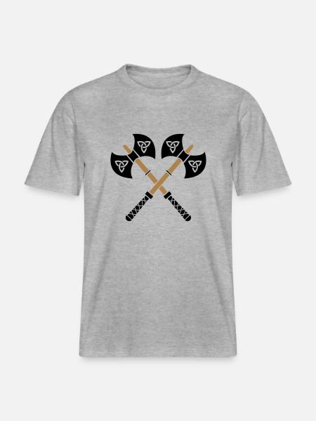 wikinger_aexte_02 -  RELAXED FIT Unisex Organic T-Shirt - Grau meliert