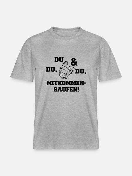 mitkommen_saufen -  RELAXED FIT Unisex Organic T-Shirt - Grau meliert