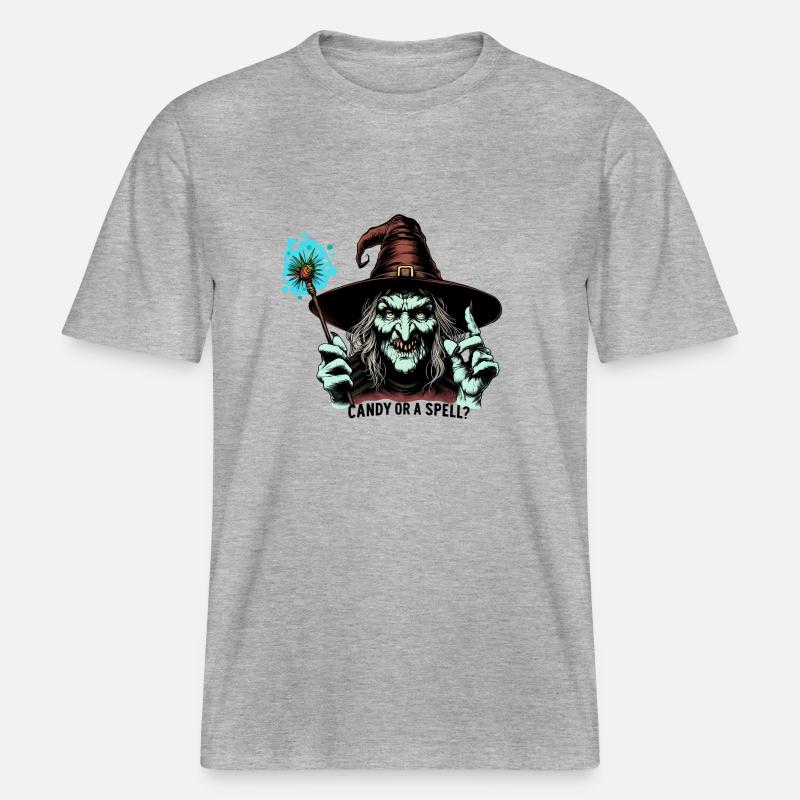 Süßigkeiten oder ein Zauber ?? -  RELAXED FIT Unisex Organic T-Shirt - Grau meliert