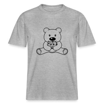eat cookie biscuit hunger delicious nibble baer sues -  RELAXED FIT Unisex Organic T-Shirt - heather grey - Front - Alina (178cm) & Michal (187cm)