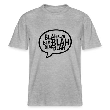 Bulle de dialogue comique bla -  T-shirt unisexe RELAXED FIT en coton bio - gris chiné - Devant - Alina (178cm) & Michal (187cm)