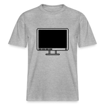 Screen Display Computer Icon -  RELAXED FIT Unisex Organic T-Shirt - heather grey - Front - Alina (178cm) & Michal (187cm)