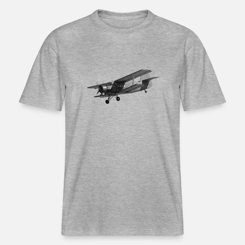 Flugzeug AN2 Doppeldecker Propeller Oldtimer -  RELAXED FIT Unisex Organic T-Shirt - Grau meliert
