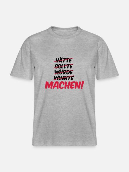 haette_sollte_wuerde_koennte_machen_02 - RELAXED FIT Unisex Organic T-Shirt - Grau meliert