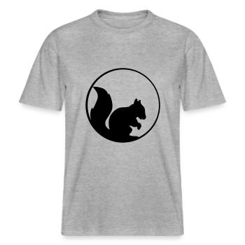 nacht mond sonne kreis rund logo silhouette schwar -  RELAXED FIT Unisex Organic T-Shirt - Grau meliert - Vorne - Alina (178cm) & Michal (187cm)