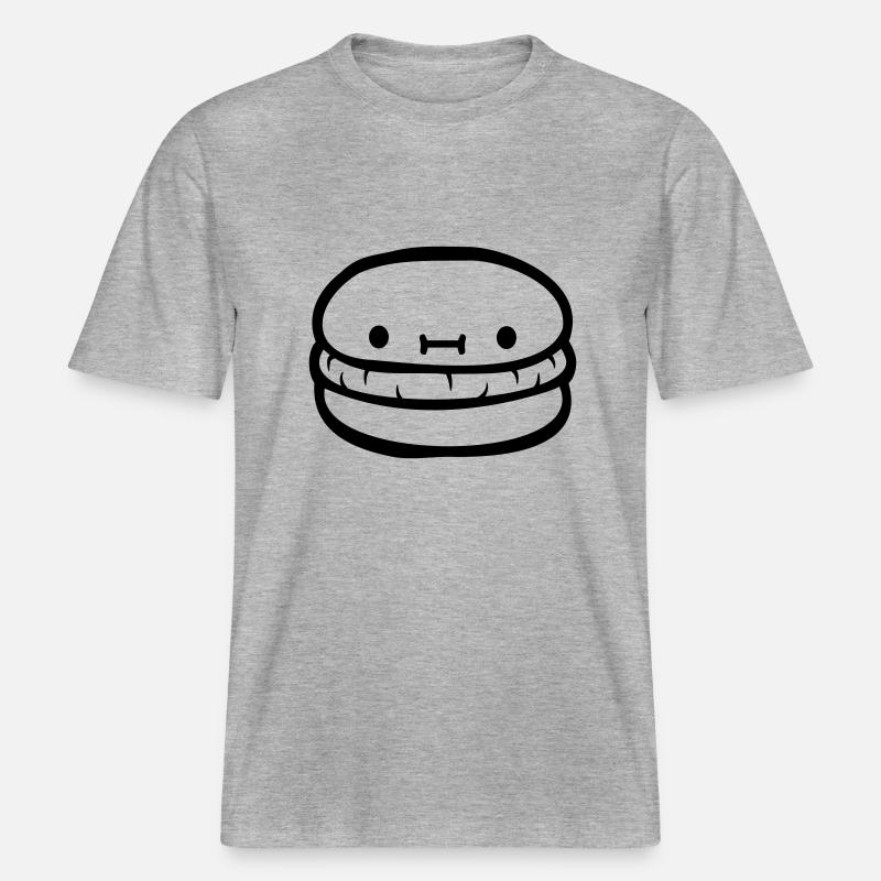 Burger cute face -  RELAXED FIT Unisex Organic T-Shirt - heather grey
