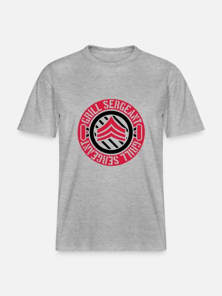 Barbecue Grill Sergeant Stamp -  RELAXED FIT Unisex Organic T-Shirt - heather grey