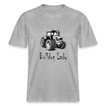 Bulldog Lady -  RELAXED FIT Unisex Organic T-Shirt - Grau meliert - Vorne - Alina (178cm) & Michal (187cm)