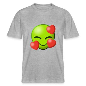 Alien Amour Amour Extraterrestres Coeur Extraterrestre I -  T-shirt unisexe RELAXED FIT en coton bio - gris chiné - Devant - Alina (178cm) & Michal (187cm)