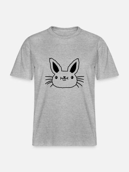 Face little kawaii rabbit -  RELAXED FIT Unisex Organic T-Shirt - heather grey