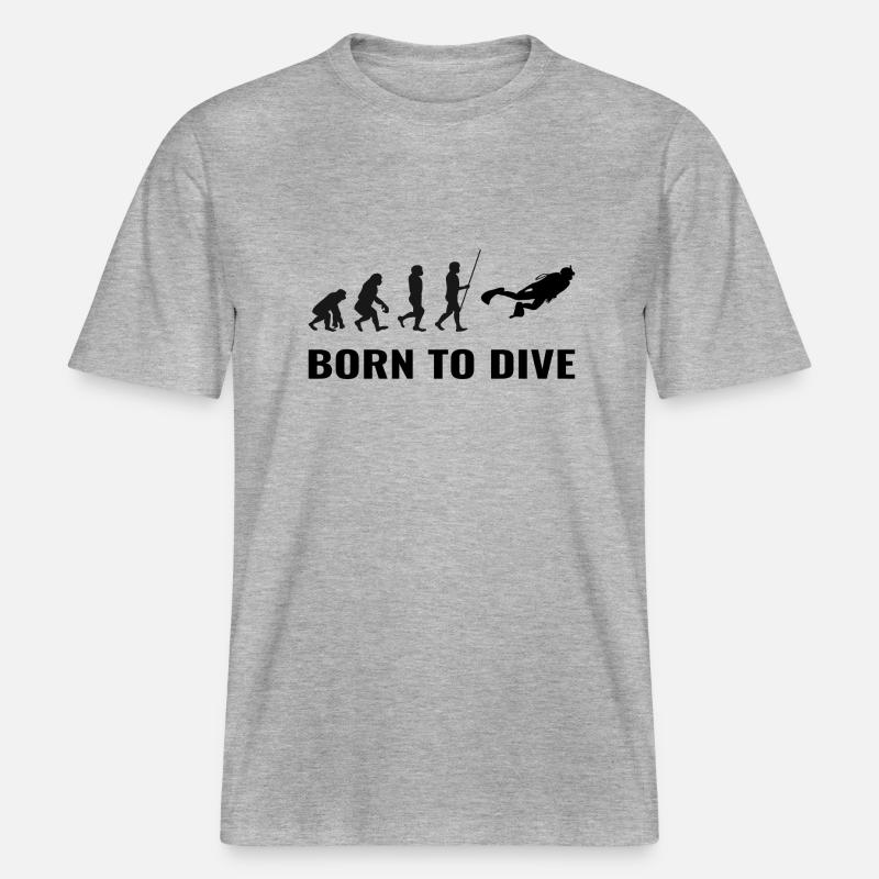 Taucher Tauchen Evolution Coole Sprüche -  RELAXED FIT Unisex Organic T-Shirt - Grau meliert