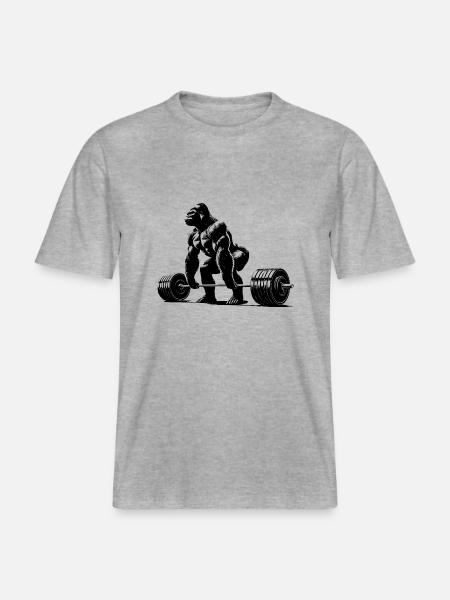 Gorilla Deadlift - RELAXED FIT Unisex Organic T-Shirt - Grau meliert