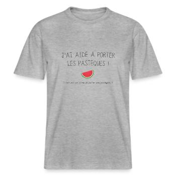 Dirty Dancing Quote -  T-shirt unisexe RELAXED FIT en coton bio - gris chiné - Devant - Alina (178cm) & Michal (187cm)