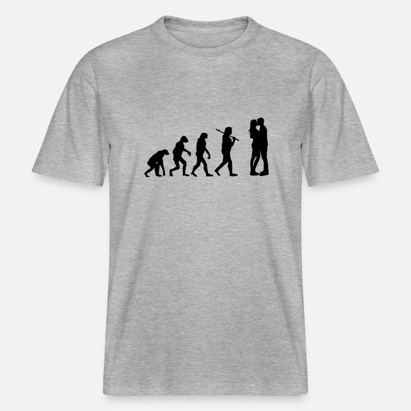 Die Evolution der Liebe -  RELAXED FIT Unisex Organic T-Shirt - Grau meliert