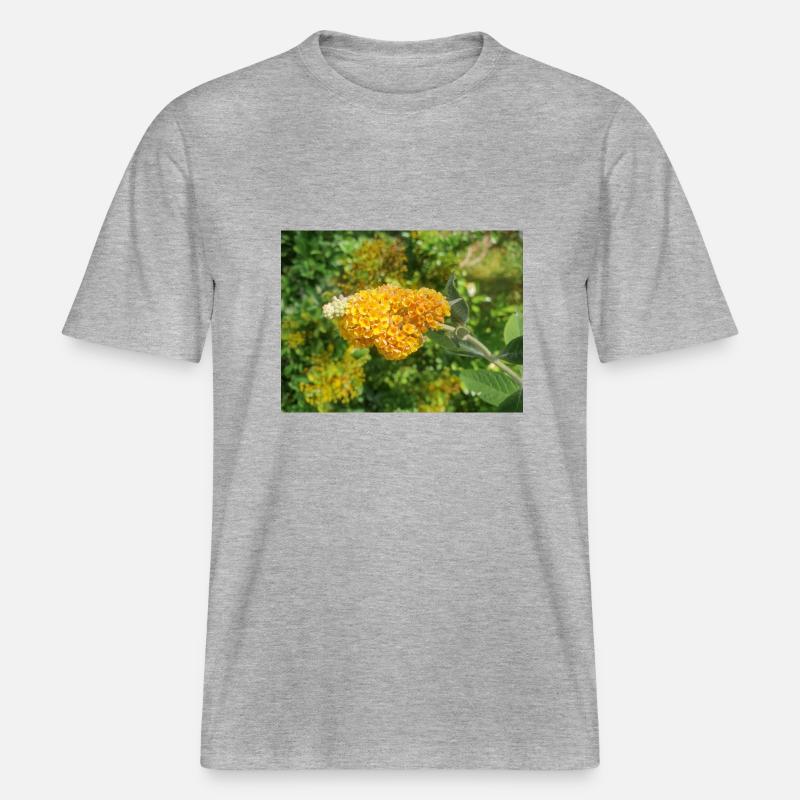 Buddleia, Schmetterlingsstrauch oder Sommerflieder 'Sungold' -  RELAXED FIT Unisex Organic T-Shirt - Grau meliert