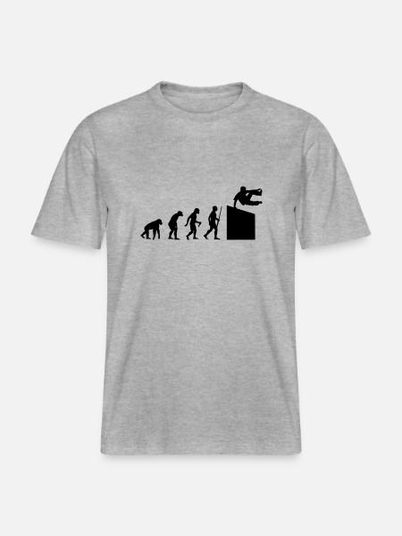 Evolution Parkour - RELAXED FIT Unisex Organic T-Shirt - Grau meliert