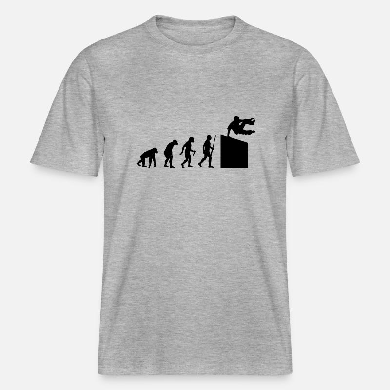 Evolution Parkour -  RELAXED FIT Unisex Organic T-Shirt - Grau meliert