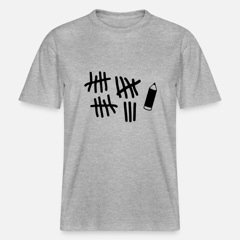 Striche - Stift -  RELAXED FIT Unisex Organic T-Shirt - Grau meliert
