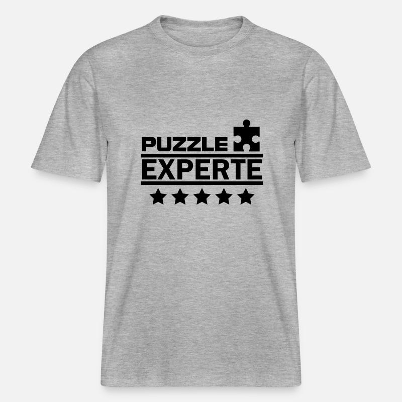 puzzle experte -  RELAXED FIT Unisex Organic T-Shirt - Grau meliert
