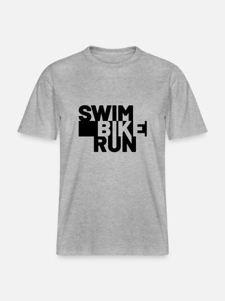SWIM BIKE RUN - RELAXED FIT Unisex Organic T-Shirt - Grau meliert