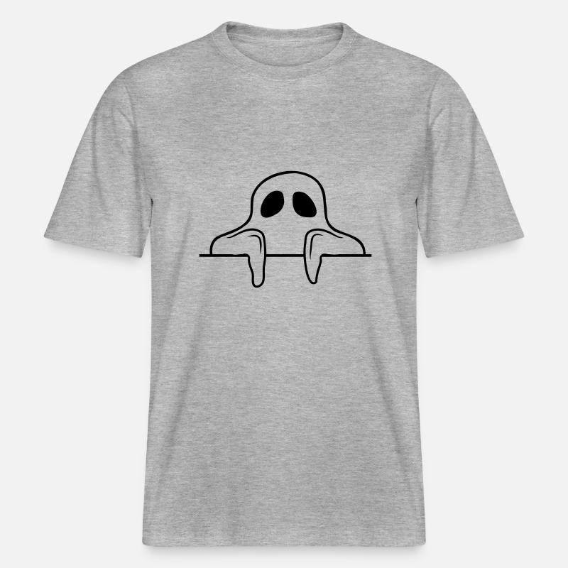 Comic Ghost Derrière le mur -  T-shirt unisexe RELAXED FIT en coton bio - gris chiné