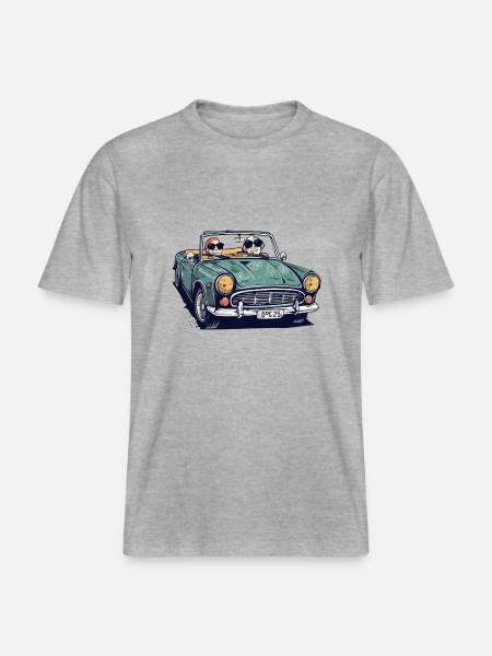 Denise et roger en cabriolet -  T-shirt unisexe RELAXED FIT en coton bio - gris chiné